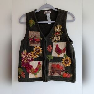 Vintage Tiara International Dark Green Sweater Vest Womens L